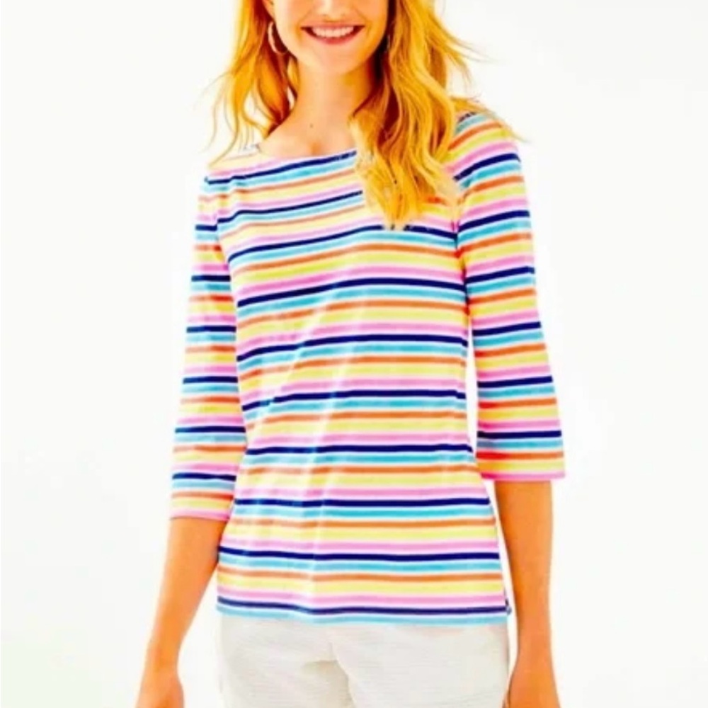 NWOT Lilly Pulitzer Waverly Colorful Striped Top Sz Small